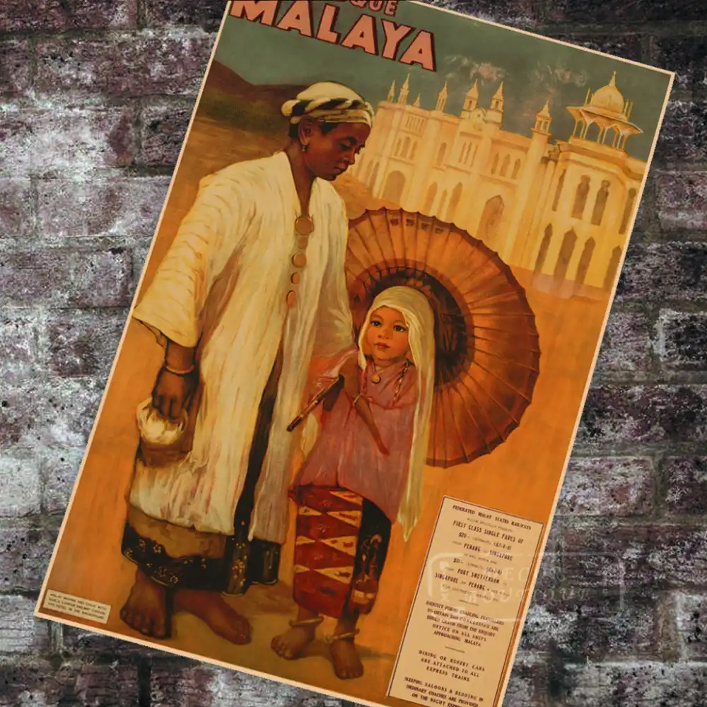 Malaysia Vintage Perjalanan Wisata Poster Yang Indah Malaya Klasik