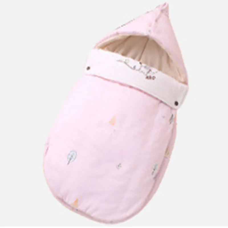 Зимний утепленный стеганый детский спальный мешок для пеленания, теплый ветрозащитный конверт для новорожденных, детский спальный мешок Saco De Dormir - Цвет: Pink-dog