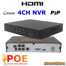 Горячая 4CH PoE NVR Onvif Full HD 1080 P 48 В настоящее PoE NVR все — в — одном сетевой видеорегистратор для PoE ip-p2p камеры жк-hdmi 4 канала NVR