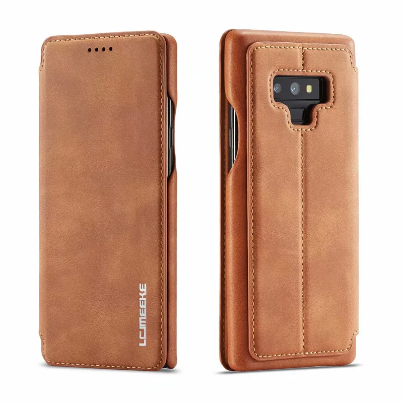 

Luxury High Quality Flip Cover Adsorption Retro Leather Case For Samsung Galaxy Note 9 Anti-knock Protection Cases