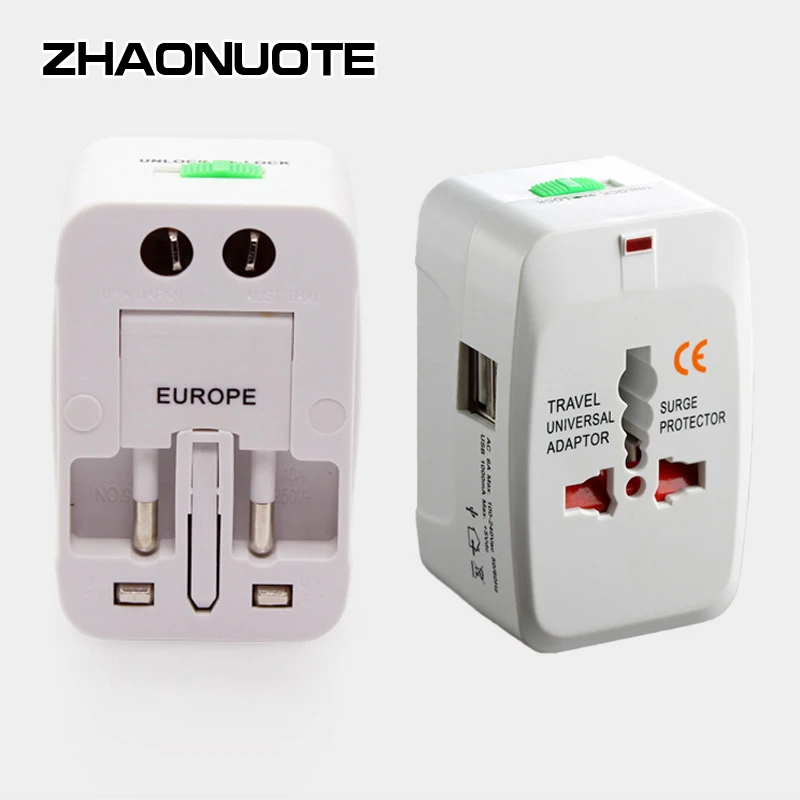 

10pcs Global Travel Multi-country Universal Conversion Socket Adapter Power Converter with Usb with Indicator Light