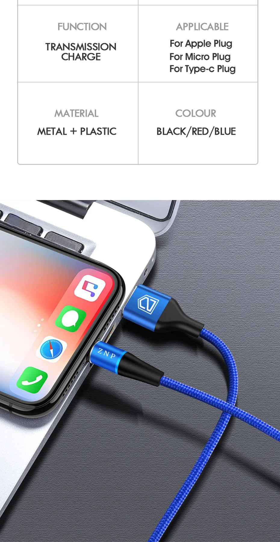 ZNP 3A Магнитный зарядный кабель Micro Usb для iphone Usb type C Microusb Быстрая зарядка Магнитный зарядный провод для samsung Xiaomi шнур