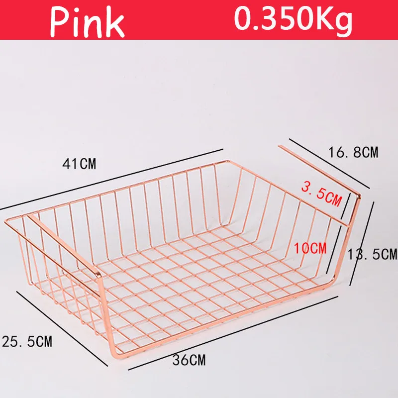 Многослойные железные подвесные стеллажи для хранения металлическая полка для кухни полка отсек неперфорированный шкаф корзины для хранения - Цвет: Розовый