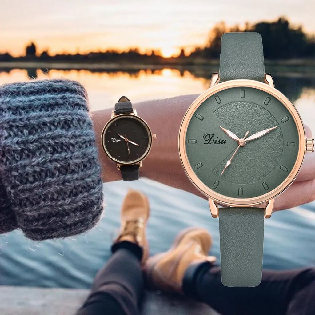 

Luxury Fashion Lady Frosted Surface Leather Belt Watch Analog Quartz Watch
