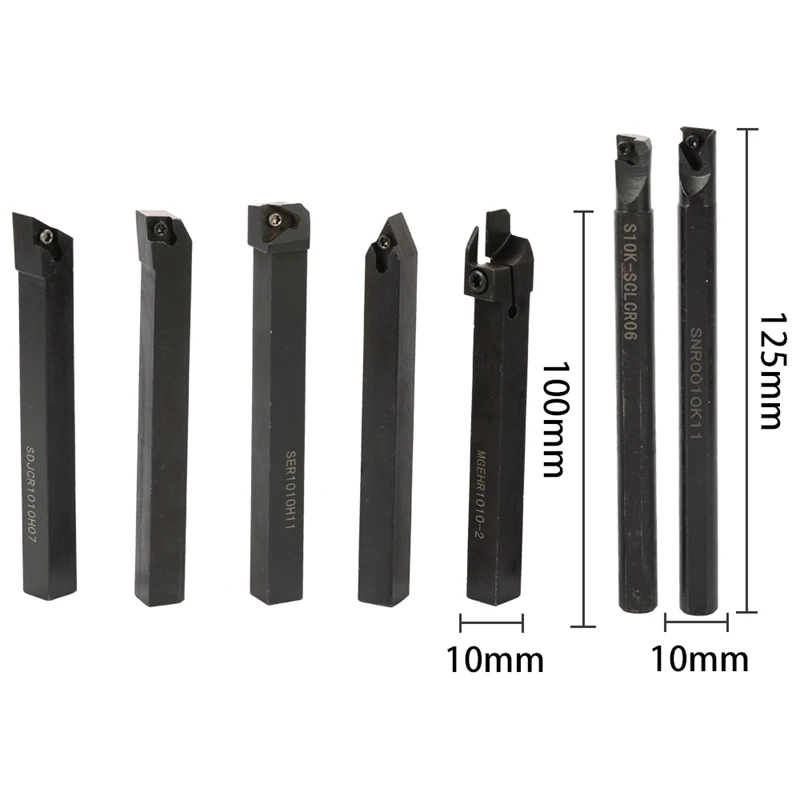 

10Mm Lathe Turning Tool Solid Carbide Inserts Holder Boring Bar With Wrenches For Lathe Turning Tools Lathe Cutter