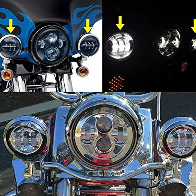 Chrome 7 headlight +4.5 inch fog light+7 Mounting Ring Bracket (7)