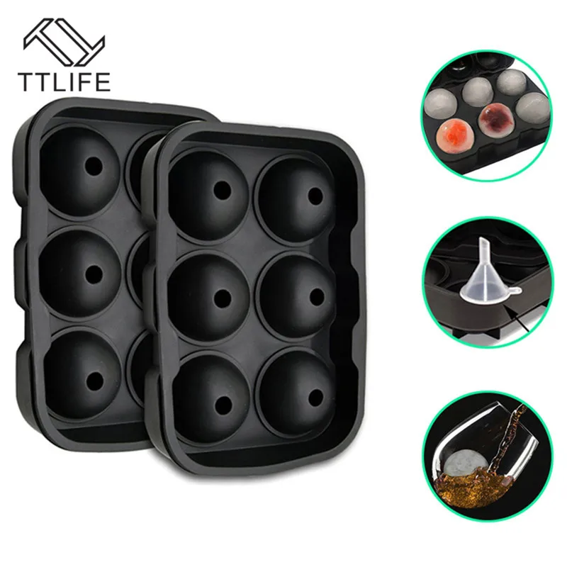 

TTLIFE 6 Holes Round Ice Ball Maker Sphere Tray Silicone Mold Ice Cube for Cocktails Whiskey Jelly Cookie Chocolate Candy Mould