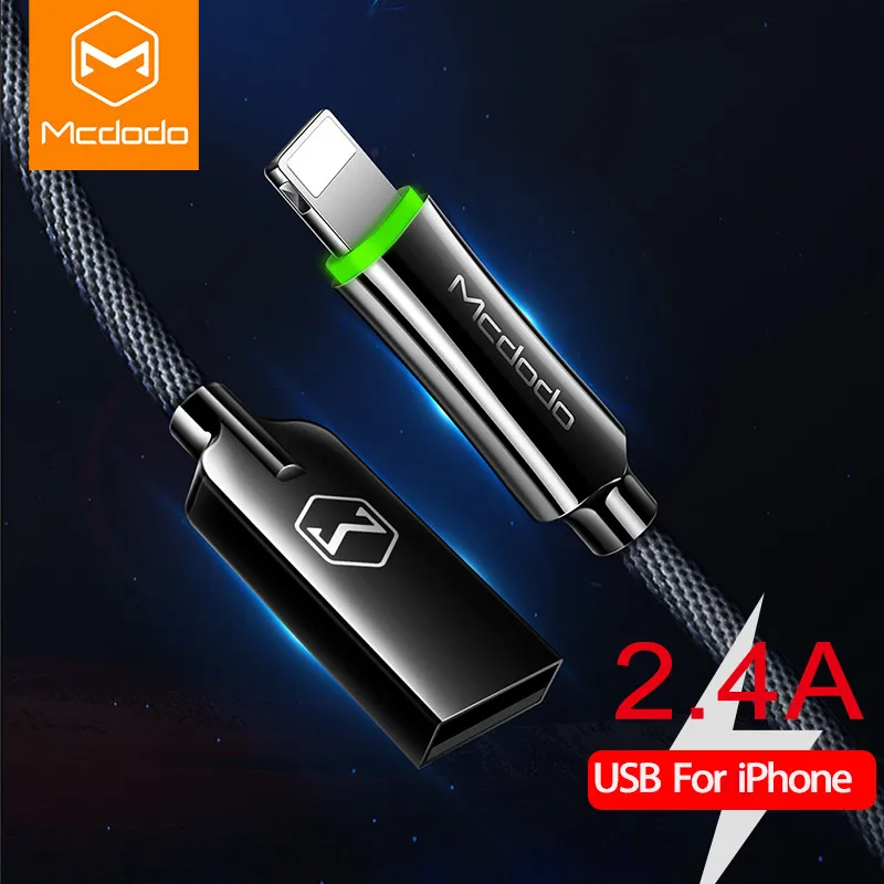 MCDODO السيارات افصل كابل يو اس بي 2.4A سريع شحن شاحن يو اس بي كابل بيانات ل فون X Xs ماكس Xr 8 7 6 6 S زائد USB وصلة كابل