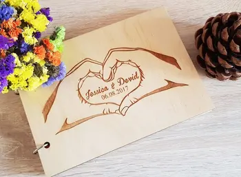 

Custom Wedding GuestBook Wedding Bride Groom Custom Name Wooden Guest Book Personalized Party Accessory Wedding Favor Supplies