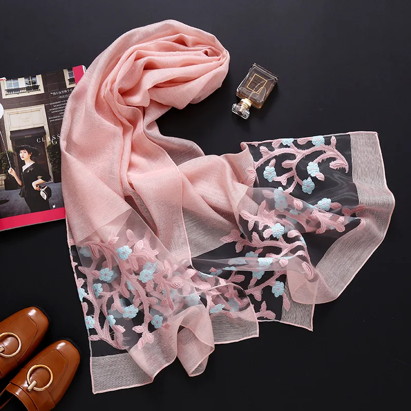 

Autumn and winter scarf female cutout cut flower scarf spring summer travel sunscreen shawl imitation silk and wool beach towel
