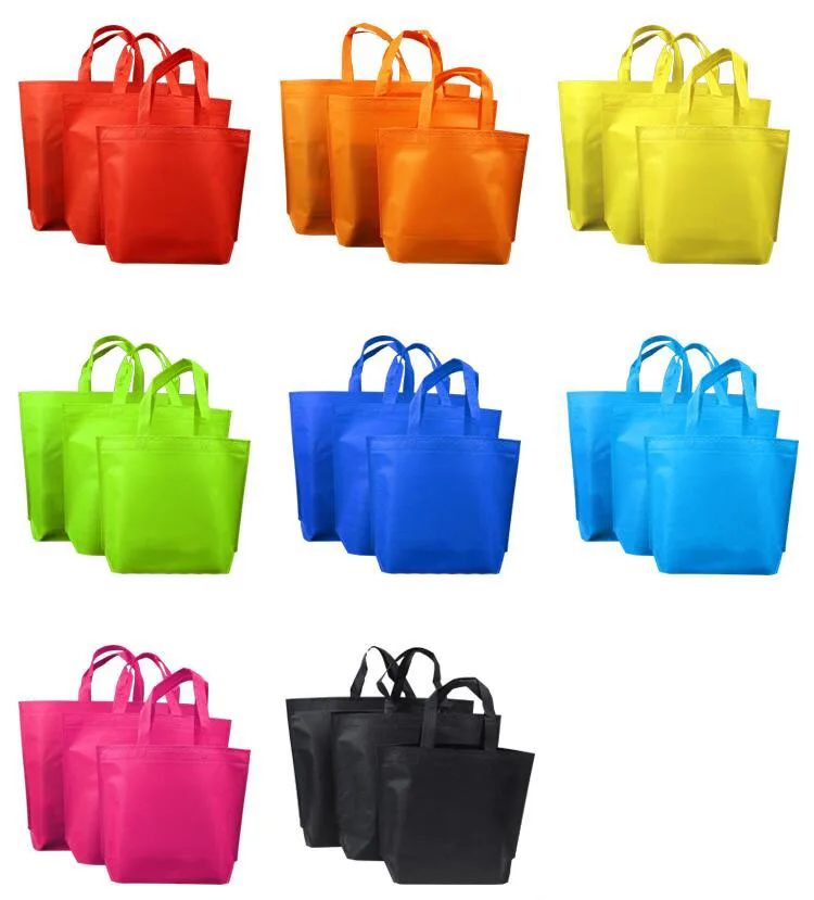

10 pcs/lot New Candy Color Non-woven Handbag Market Shopping Bags customized recycled reusable bags