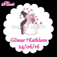 100 шт. Свадебные Self-бумажные наклейки коробка конфет Стикеры s Свадебная пригласительная наклейка собачий жетон на Свадебные торжества