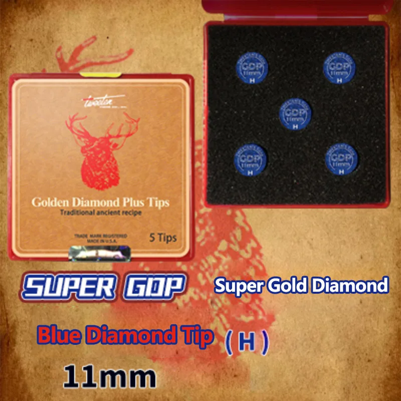 Супер золотые алмазные синие наконечники с аутентичным американским синим алмазным логотипом как знак безопасности отличный наконечник кия, аксессуары для бильярда - Цвет: 11mm H 5in1box