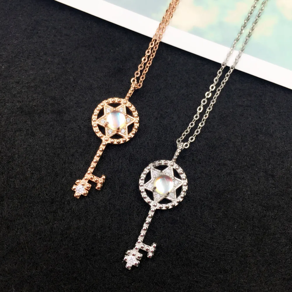 

Authentic 925 Sterling Silver Classic Star Key Necklace Pendant for Women Girl Statement Fashion Jewelry Wedding Gift
