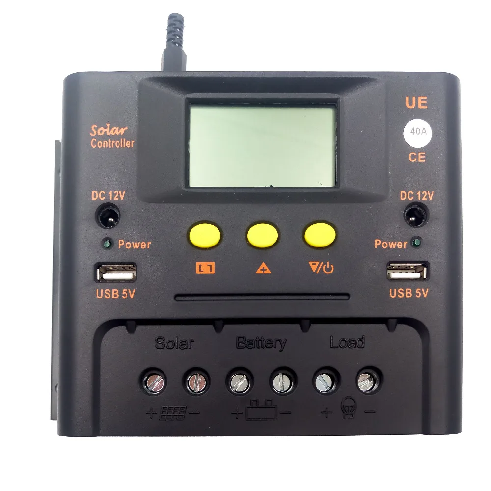 

Tumo-Int 40Amp PWM Solar Controller, 12/24V input with two 5Vdc USB and two 12Vdc Power Sockets