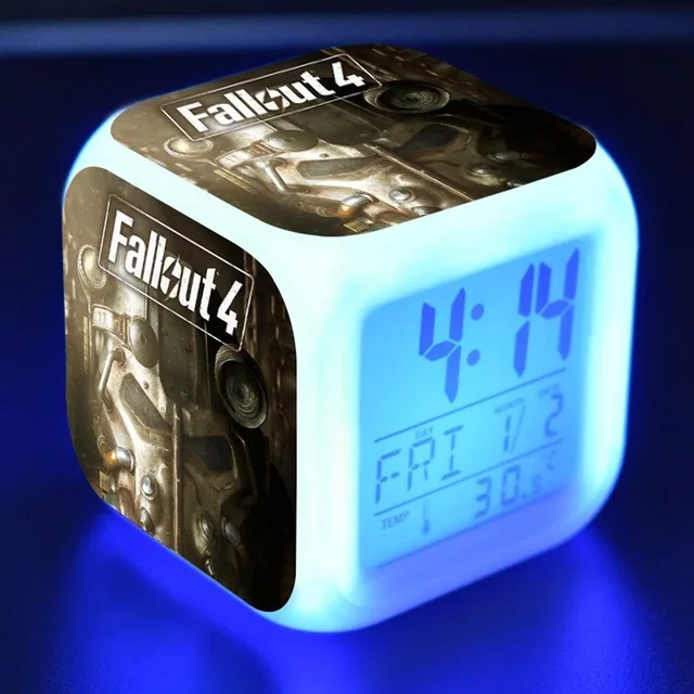 Светодиодный светильник Fallout для игры в кино, 7 цветов, сменные фигурки, игрушки, цифровые детские будильники, ночной Светильник для детской спальни, настольные часы - Цвет: Зеленый