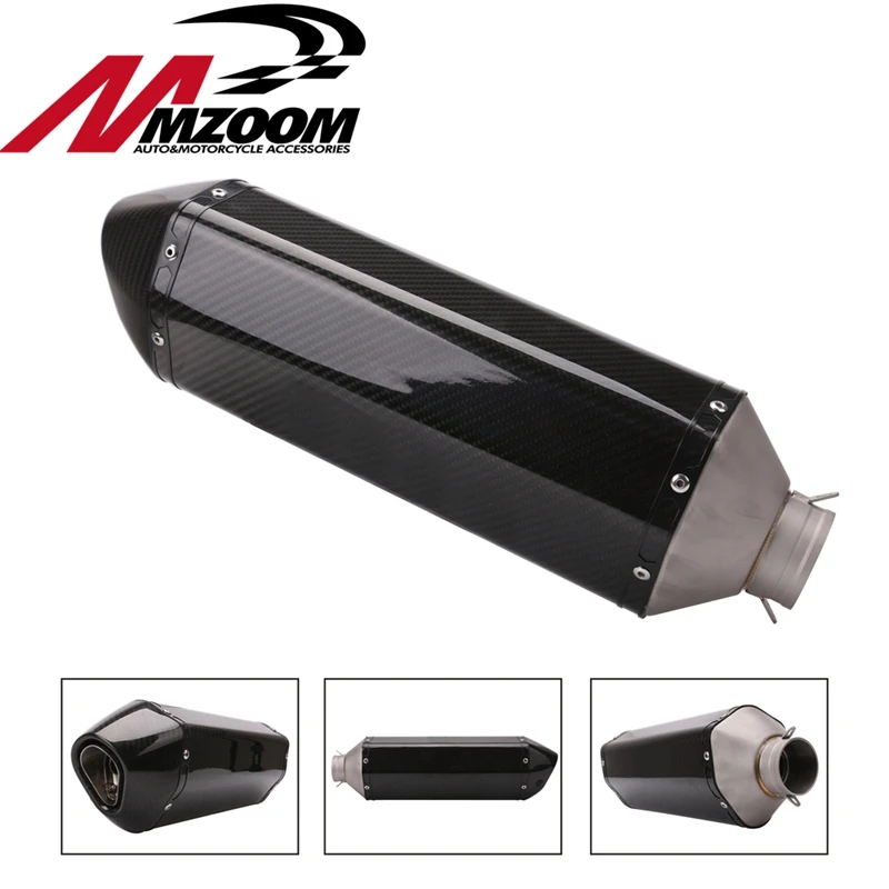 

ZS Racing universal motorcycle real carbon exhaust muffler motorcycle with removable For dB GY6 CBR125 CB400 CB600 YZF