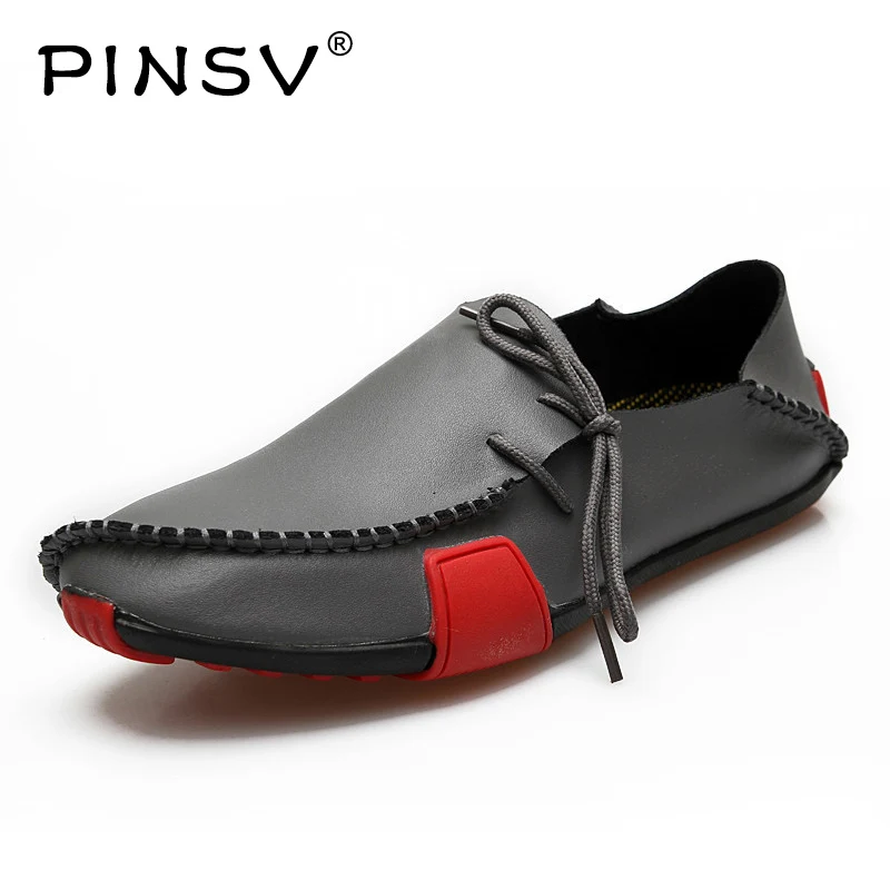 

PINSV Leather Shoes Men Loafers Moccasins Mens Shoes Casual Black Slip On Loafers Men Mocassin Homme Sapato Masculino