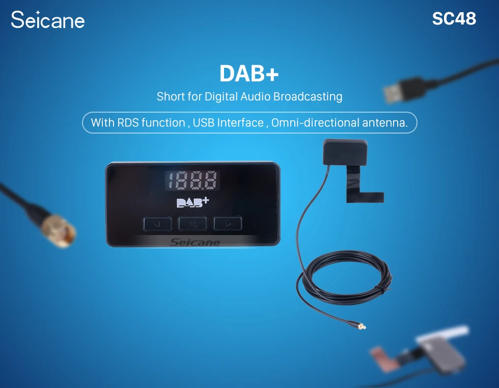 Seicane Топ Автомобильный цифровой радио DAB+ аудио приемник радио тюнер с USB интерфейсом RDS функция