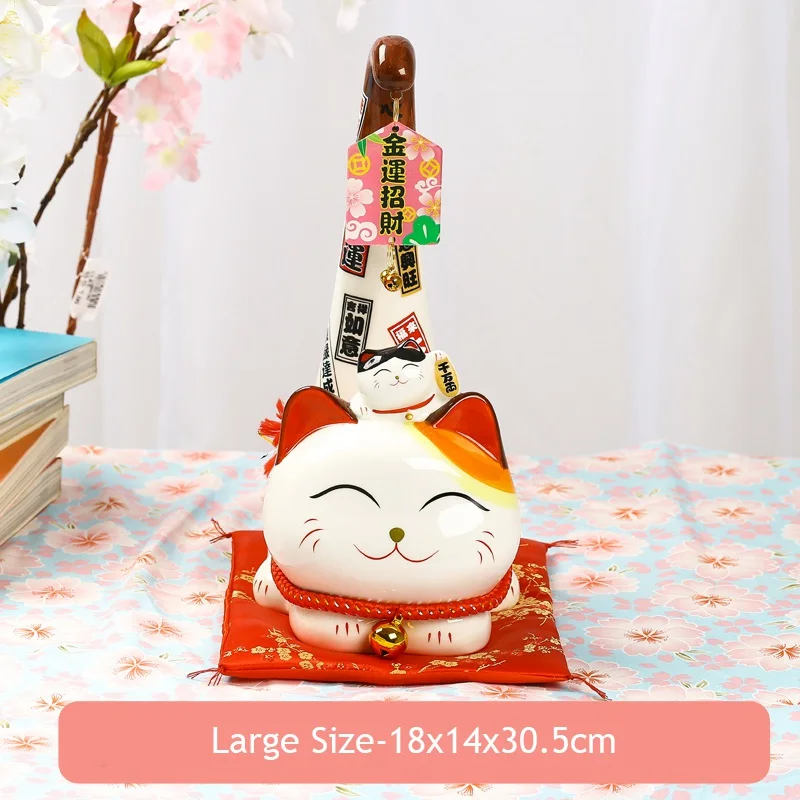 1 шт японский стиль Maneki Neko керамический счастливый кот Копилка Margay кошка с длинным хвостом украшение статуи домашняя декоративная фигурка - Цвет: L