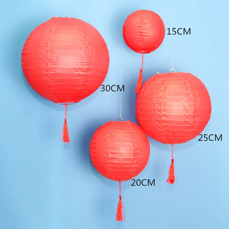 

Pretty (9 Size) Chinese Traditional Red Paper Lantern Wedding Party Home Garden Festival Birthday Supplies Hanging Lantern Ball