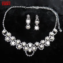 AINAMEISI, модные ожерелья, серьги, набор, Винтаж, жемчуг, кристалл, свадебные, вечерние, для невесты, опт, Свадебные Ювелирные наборы, для женщин, подарок