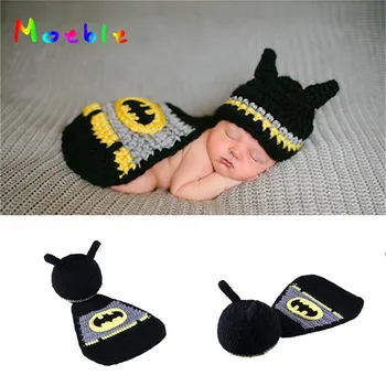 

Super Hero Newborn Baby Boys Photo Accessories Crochet Infant Batman Photography Props Outfits Knitted Baby Costumes