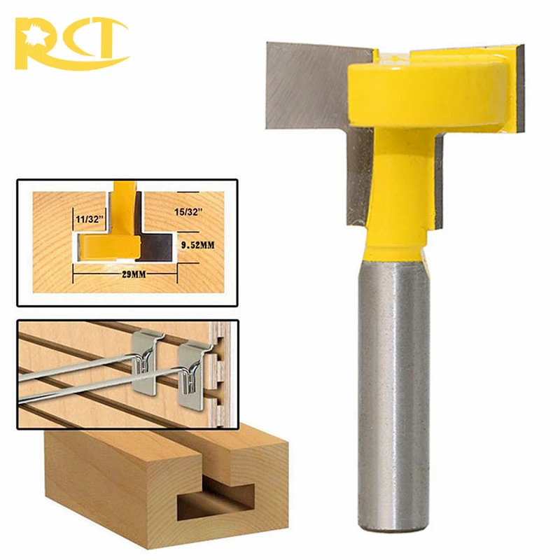 RCT T-Slot Milling Cutters 8mm Shank T-Track Router Bit Straight Edge For Wood Cutter Woodworking Tools