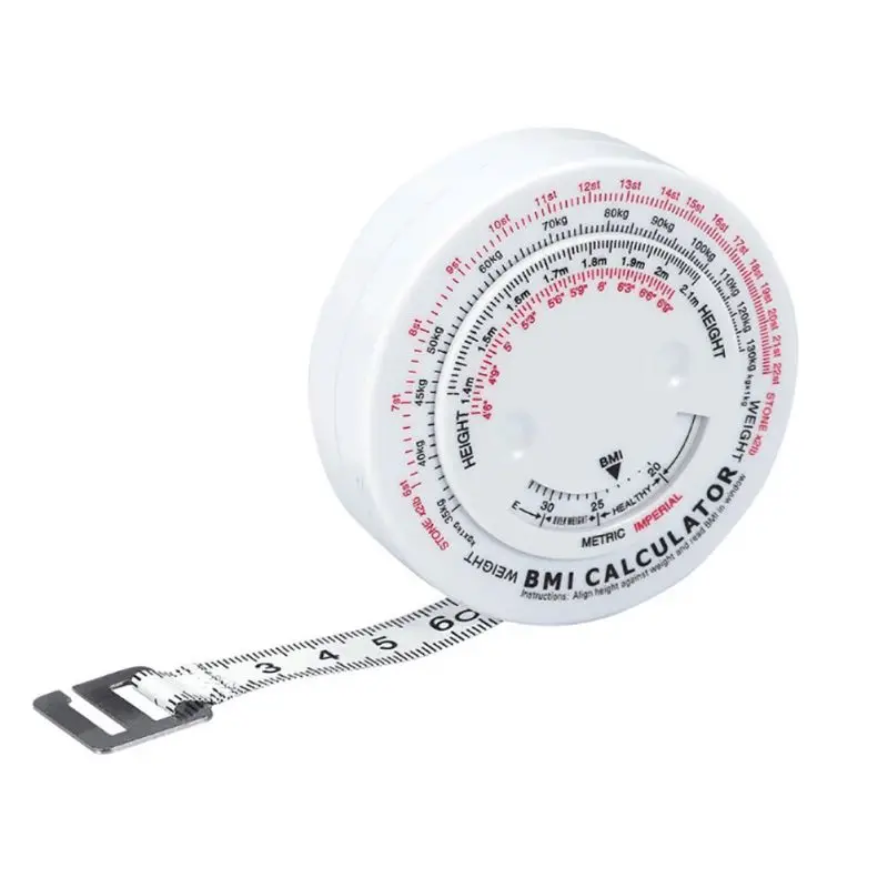 

High Quality Measuring Tools Body Mass Index Retractable Tape 150cm Calculator Tape Measure Diet Weight Loss Monitor