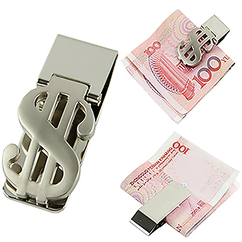 

New Fashion High Quality Silver Dollar Design Slim Money Clip Stainless Steel Cash Bills Hot Unisex Women Man Solid Hard