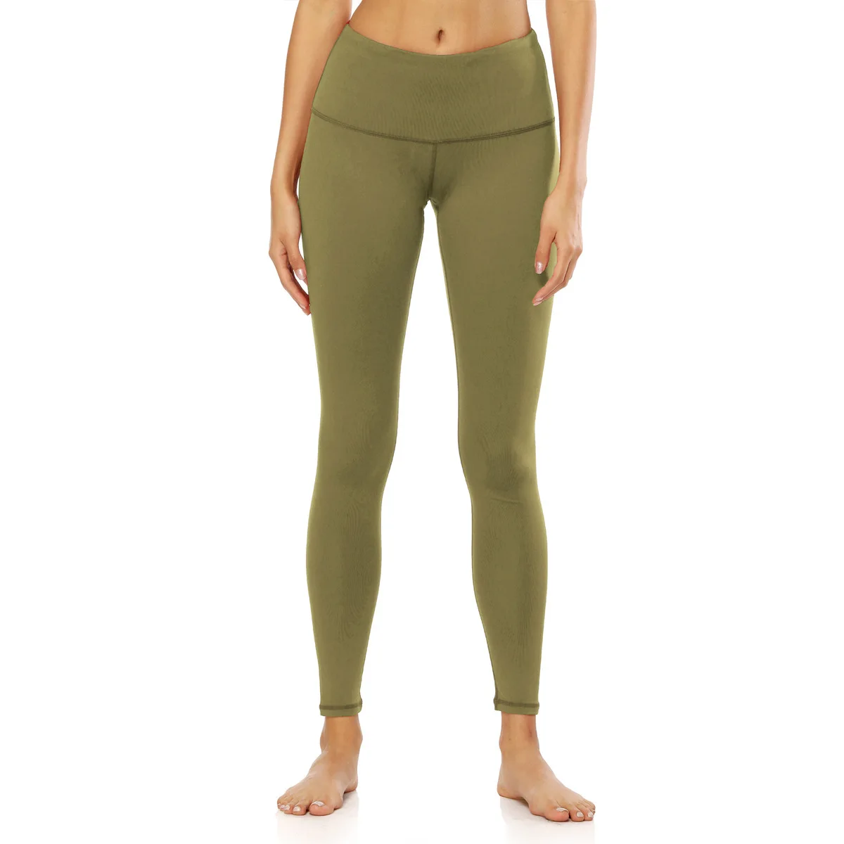 Для женщин однотонные Высокая талия эластичные Леггинсы для йоги приседания доказательство штаны для йоги с Скрытая карман спортивные колготки влаги впитывающий пот и влагу фитнесc брюки - Цвет: Army green