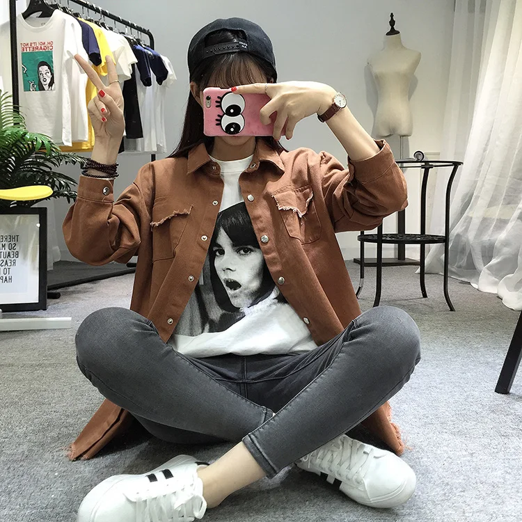 2018 Spring Autumn New Long Section Lapel Tassel Denim Jackets Women Loose Casual Long Sleeve Female'S Thin Basic Jacket Coats (14)