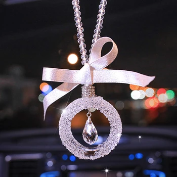 

Crystal Car Pendant Christmas Gifts For Girls Hanging Ornaments Luxury Bling Car Interior Accessory Rearview Mirror Auto Decor