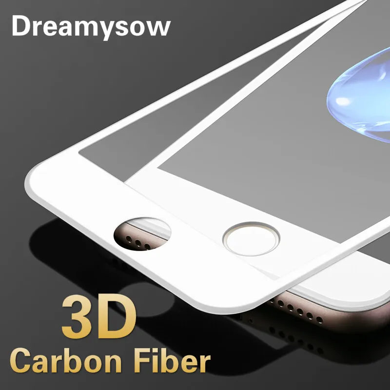 

Dreamysow Black&White 3D Carbon Fiber Tempered Glass for iphone X XR Screen Protector film For iPhone 8 7 6 6S Plus 11Pro XS max