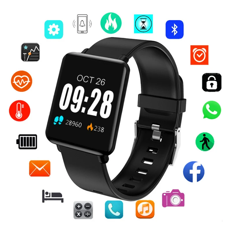 

New Smart Watch Color Screen Smart Band IP67 Waterproof Heart Rate Blood Pressure Monitor For Android IOS Wristband