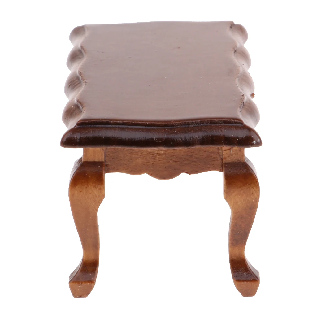 مصغرة خشبية شكل متموج نهاية طاولة الشاي طاولة القهوة ل 1/12 دمية البني