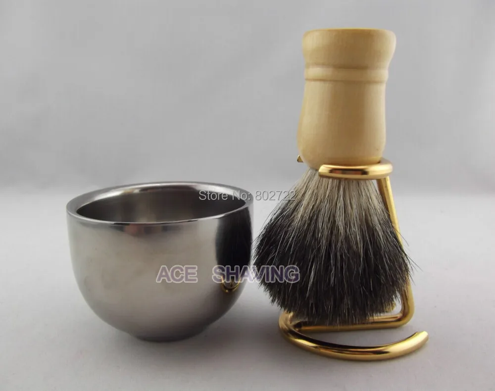 

Black Badger Hair Wood Handle Shaving Brush with Stand and Cup Bowl Mug Kit Set