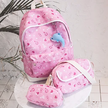

ZHIERNA Female School girl Bag Backpack Student Shoulder Bag Cotton and linen Female Backpack Comes with a small bag lovely