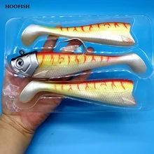 HOOFISH, 3 шт./лот, большая свинцовая наживка для рыбалки с двумя сменными хвостами, 300 г/17,5 см, 3 цвета, мягкая большая наживка baitT Tail