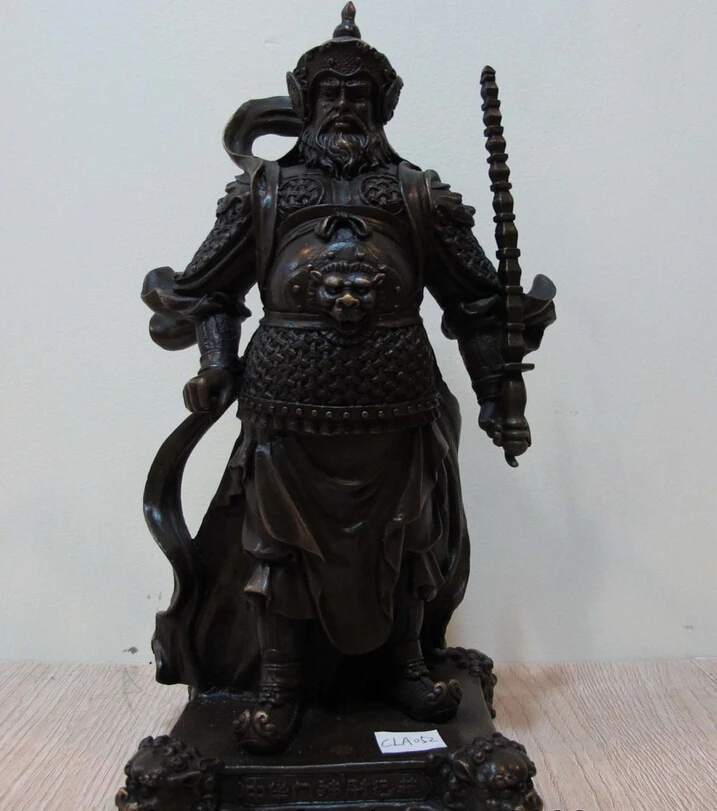 

150401 S0569 China Door God Copper Bronze Feng Shui Weichigong Warrior Buddha Guardian Statue