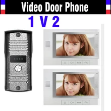 7 pulgadas Monitor de videoportero intercom timbre de interfonos de la visión nocturna del intercomunicador video de la puerta teléfono 2 Monitor 1 cámara de la puerta