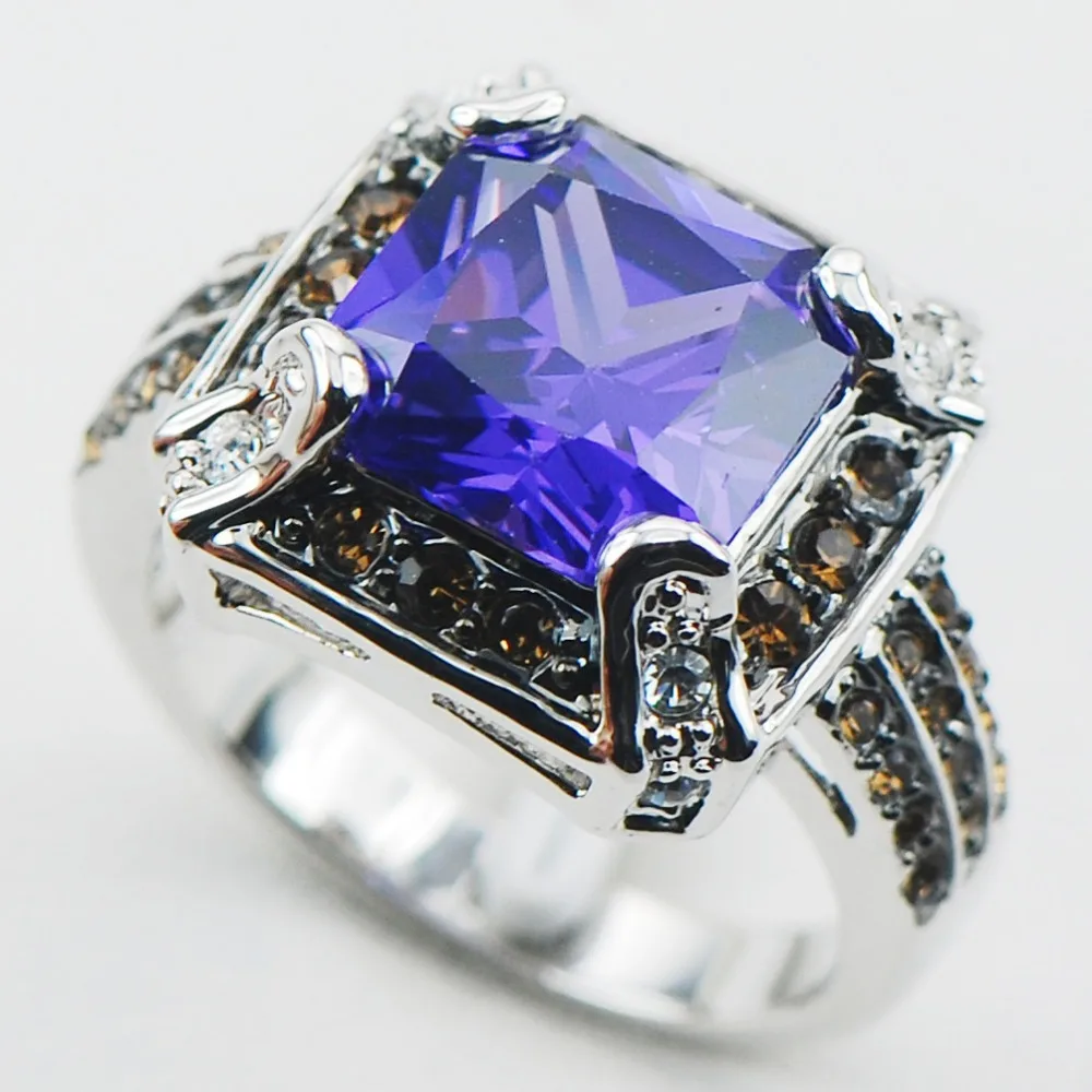 Purple Crystal Zircon 925 Sterling Silver Top Quality Fancy Jewelry