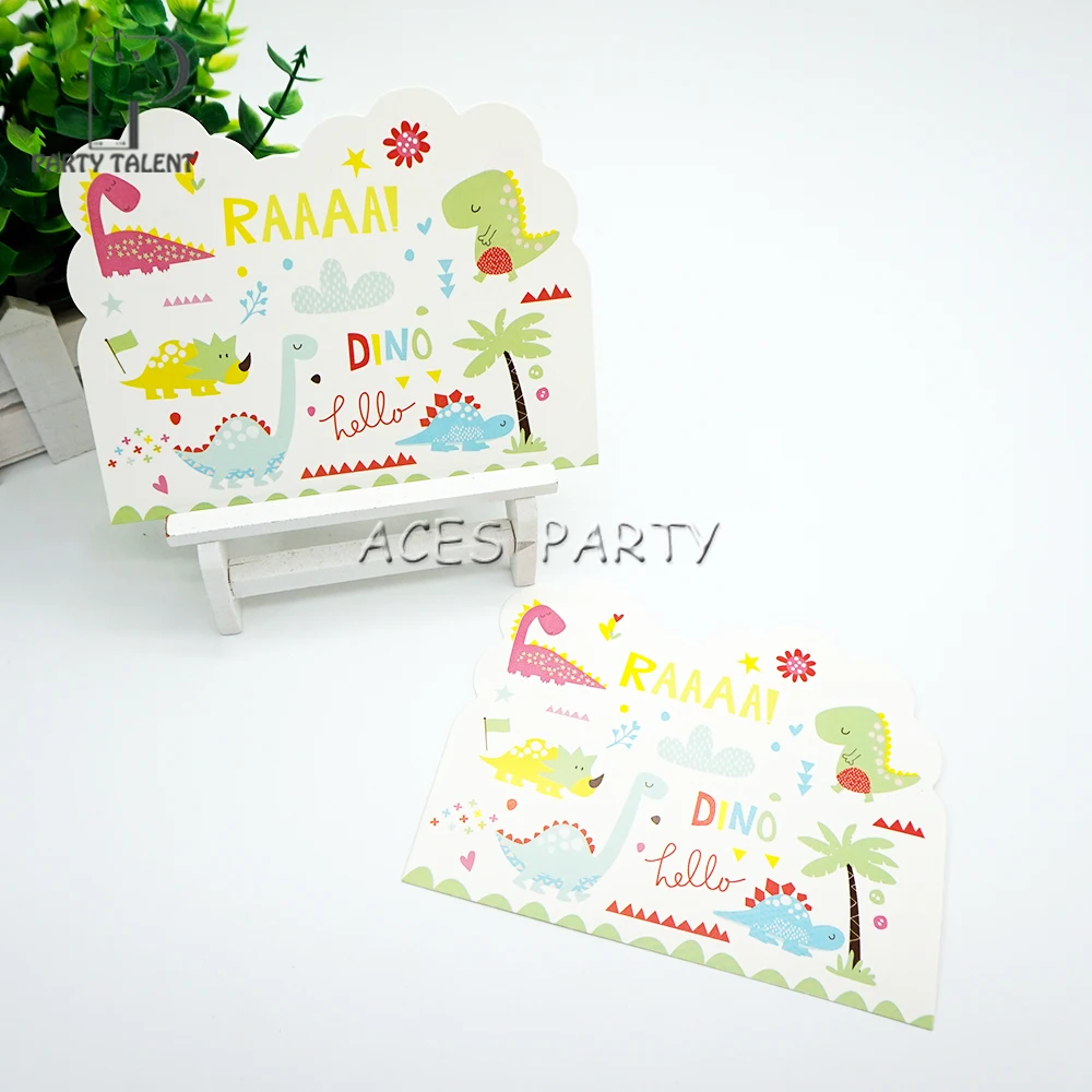 hot sale party supplies 8pcs dinosaur theme invitation card photo card invitations