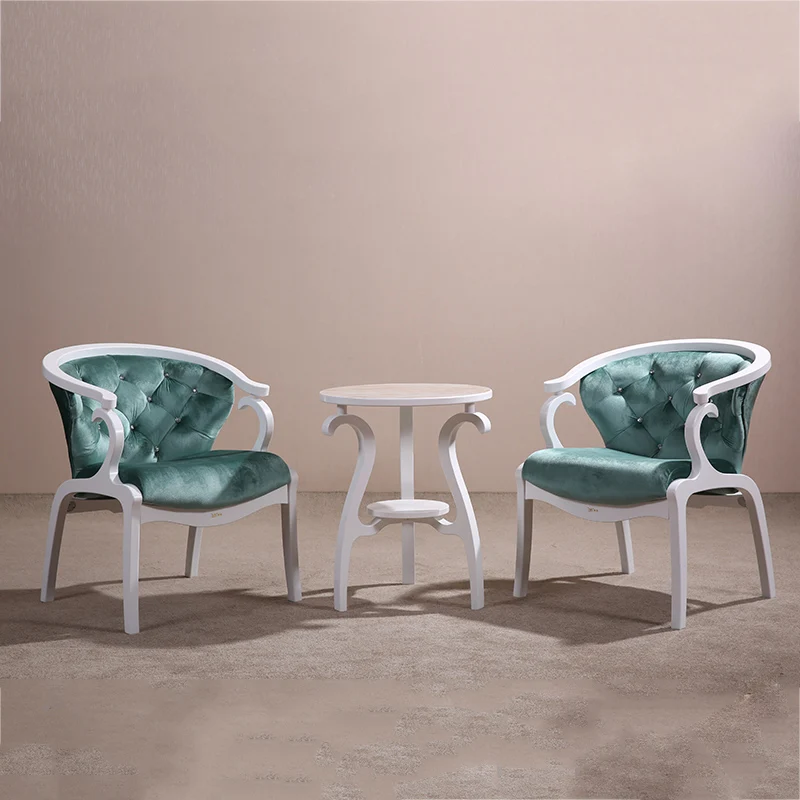 NoEnName_ white Retro nostalgia suitable for living room set chair solid wood tea table elegant end table antique design furnitu