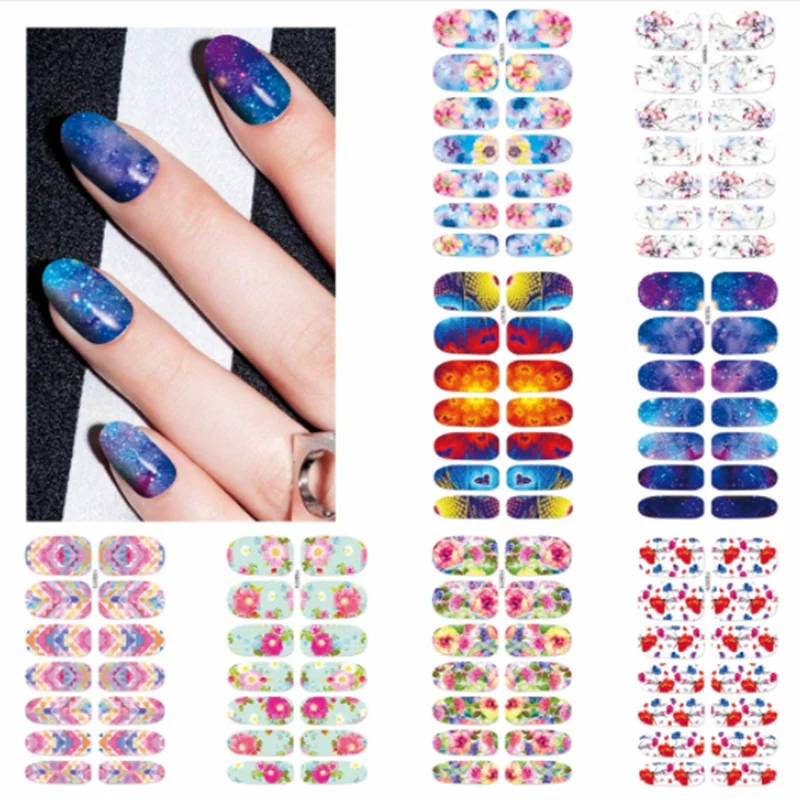 

1 Sheet Flower Mystery Galaxies Designs Nail Stickers Beauty Nail Art Water Decal Decorations Sticker Tools on Nails Accessories