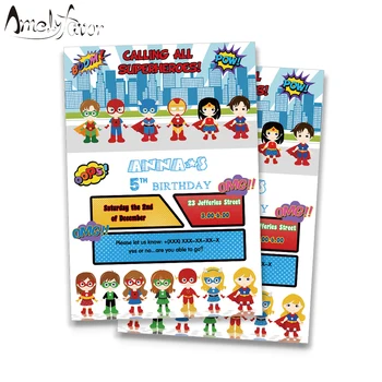 

Super hero Theme Superheroes Invitation Card Party Supplies Super Hero Invitation Party Decorations Event Birthday Custom-Made