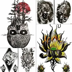 Лес лотоса зла череп временные татуировки наклейки для Для женщин Для мужчин для девочек Водонепроницаемая мнимый тату дерево Бумага
