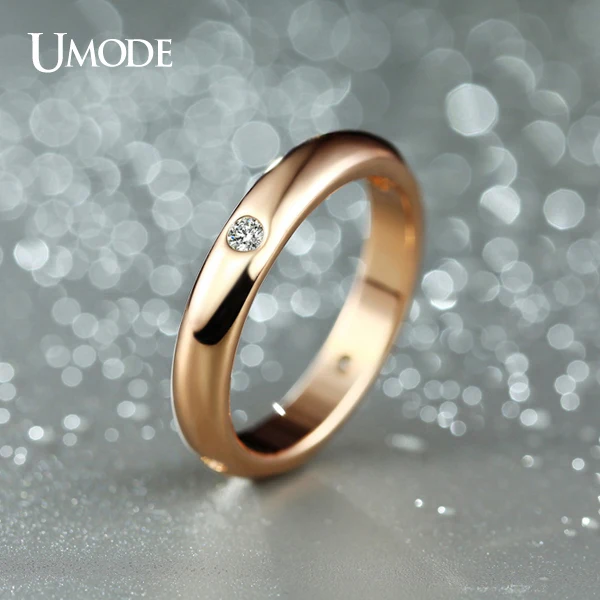 UMODE Rose Gold Color Burnish 4 Pieces CZ Cubic Zirconia Aneis Feminino Flush Setting Wedding Band Ring for Women JR0139A - Image 2