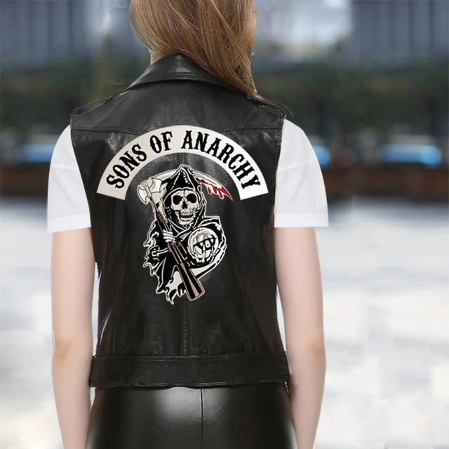 Sons of Anarchy-Chaleco cuero para motocicleta, chaqueta sin mangas para mujer, color