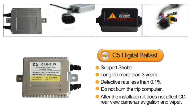 1 шт. Canbus переменный ток балластный резистор 55Вт HID для ксеноновый балласт H1 H3 H7 hid лампы 4300 K 5000 K 6000 K 8000 K 10000 K hid переменного тока 55 Вт балласт